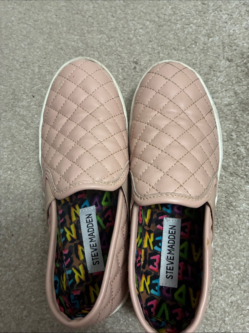 Steve Madden Quilted Slip-On Sneakers in Blush Pink